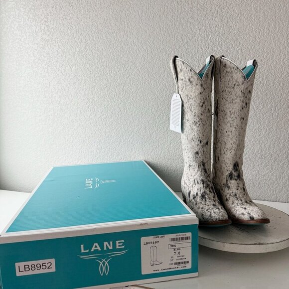 Lane Boots Womens Cowhide Cowboy Boots Tall Black Western Cow Skin Size 7 NEW - Picture 11 of 12
